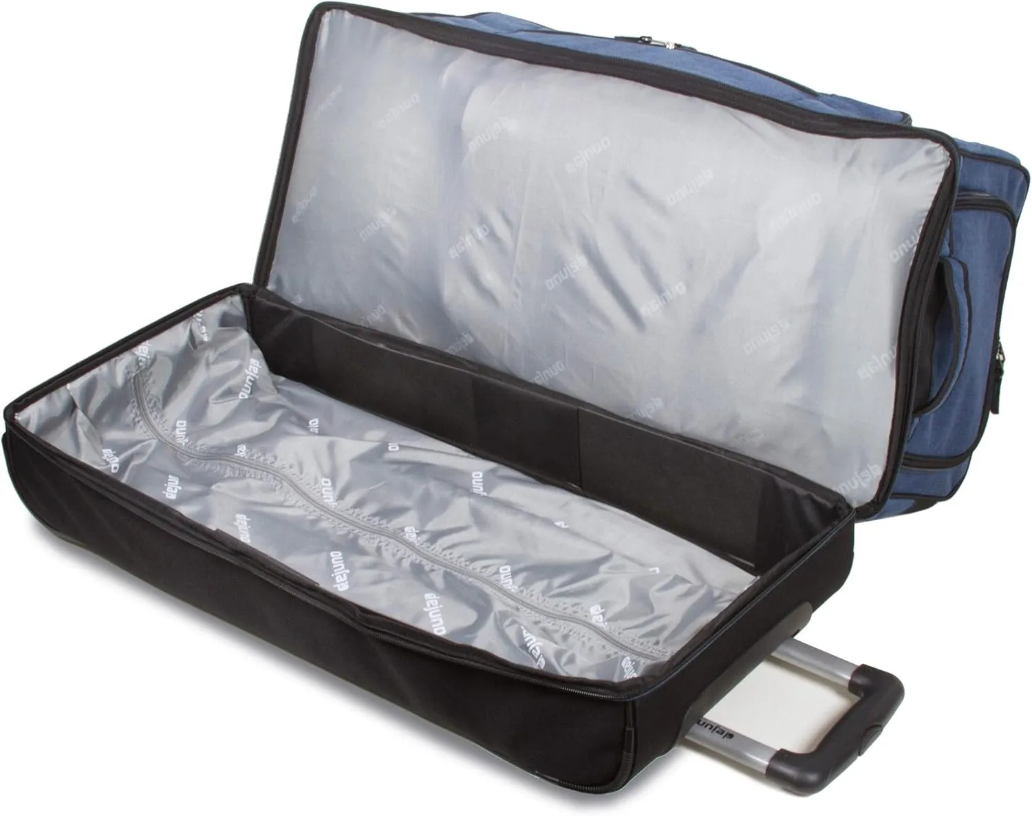 Dejuno Lightweight Denim Drop Bottom Rolling Duffel Bag