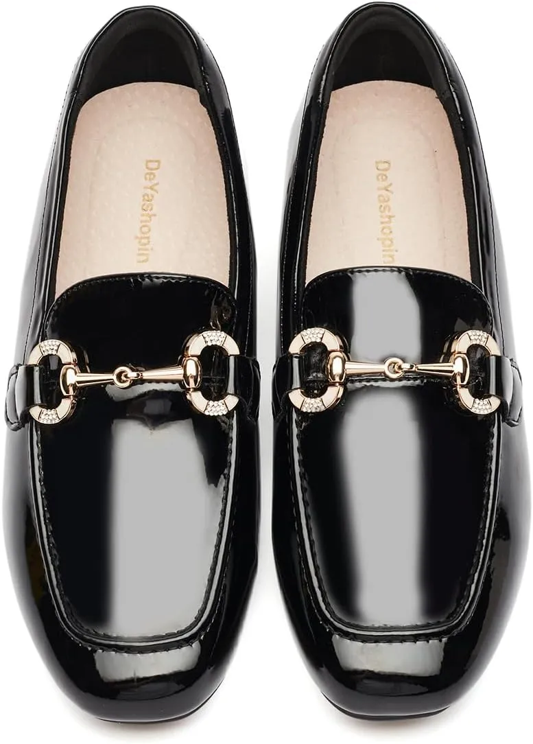 DeYashopin Womens Loafers Shoes Fashion Low Heel Slip on Shoes Comfortable Driving Flats