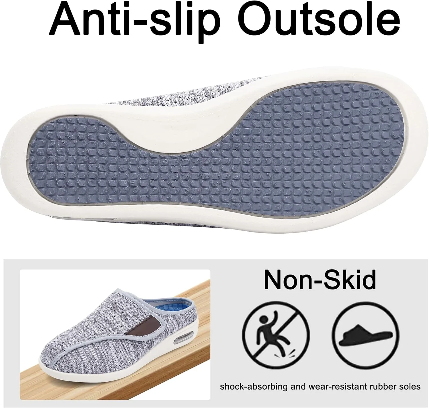 Diabetic Slippers For Women, Women's Wide Width Elderly Shoes, Adjustable Closure Lightweight Breathable, Swollen Feet Fasciitis Edema Walking Shoes