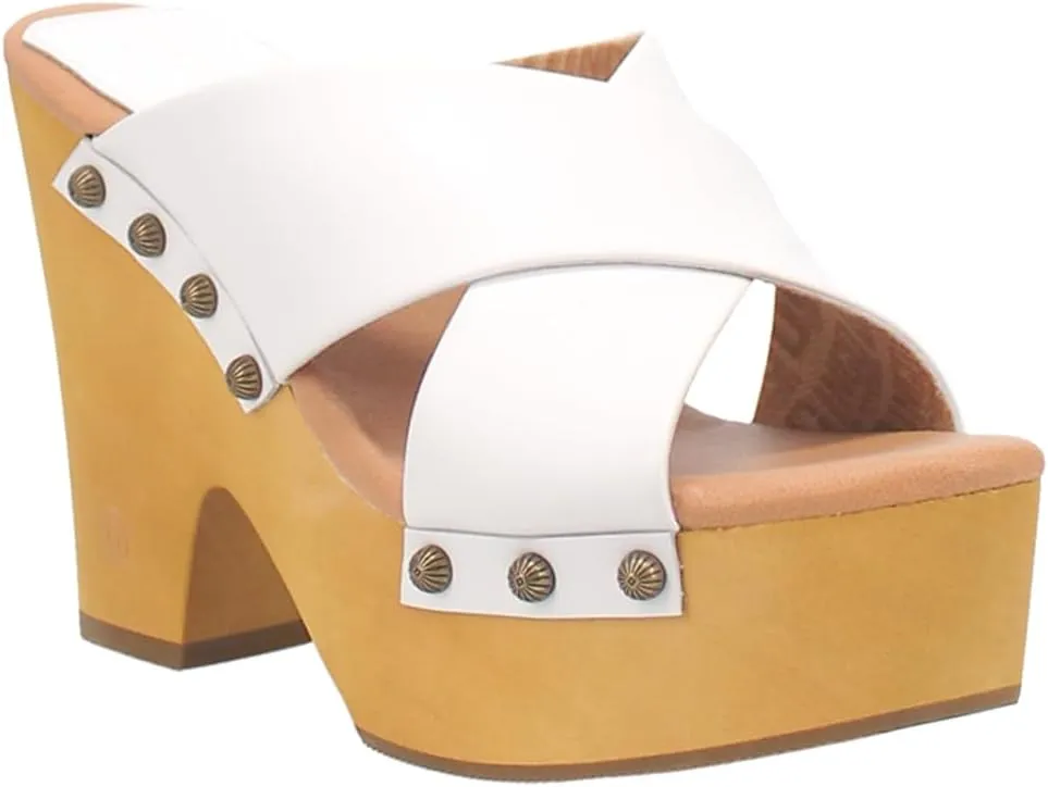 Dingo Womens Driftwood Studded Platform Casual Sandals Casual High Heel 3" & Up - Black