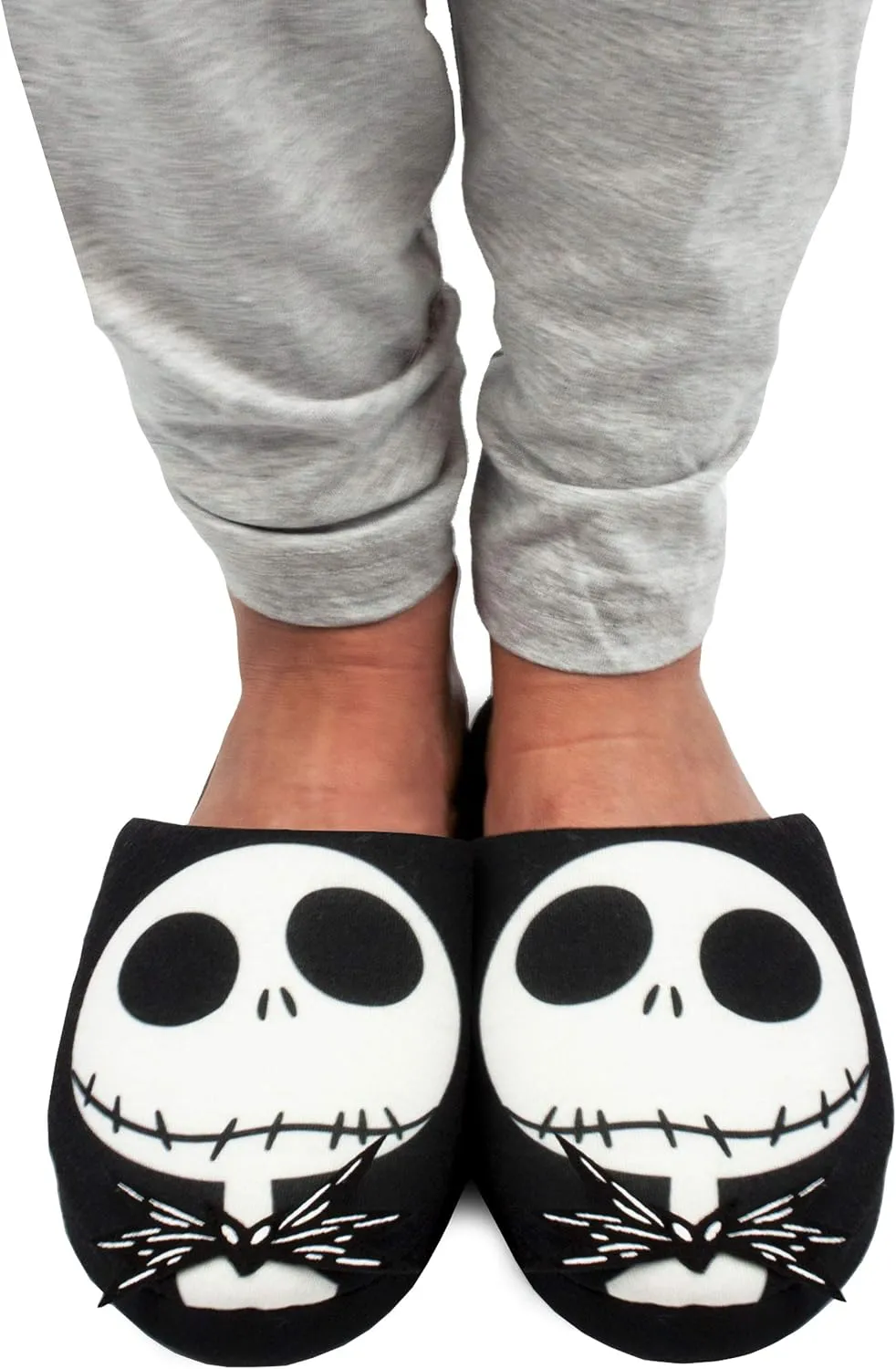 Disney The Nightmare Before Christmas Women Jack Skellington Slippers Ghost Halloween Xmas Holiday NMBC Merchandise Gift Winter House Shoes For Ladies