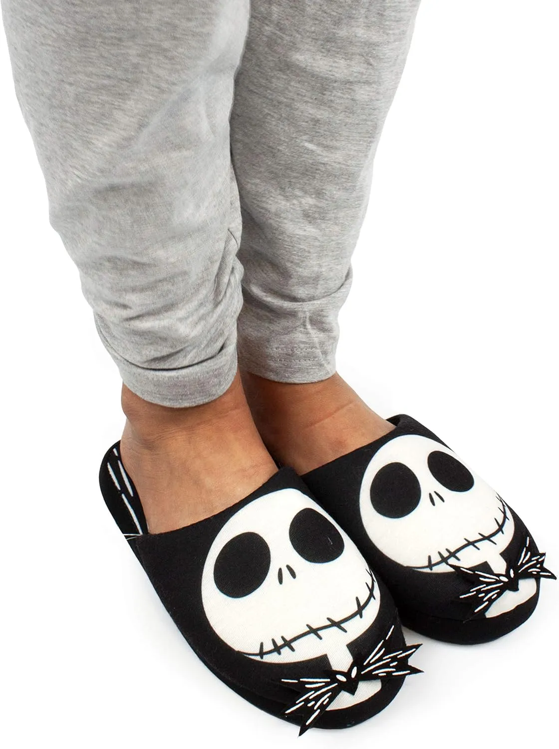 Disney The Nightmare Before Christmas Women Jack Skellington Slippers Ghost Halloween Xmas Holiday NMBC Merchandise Gift Winter House Shoes For Ladies
