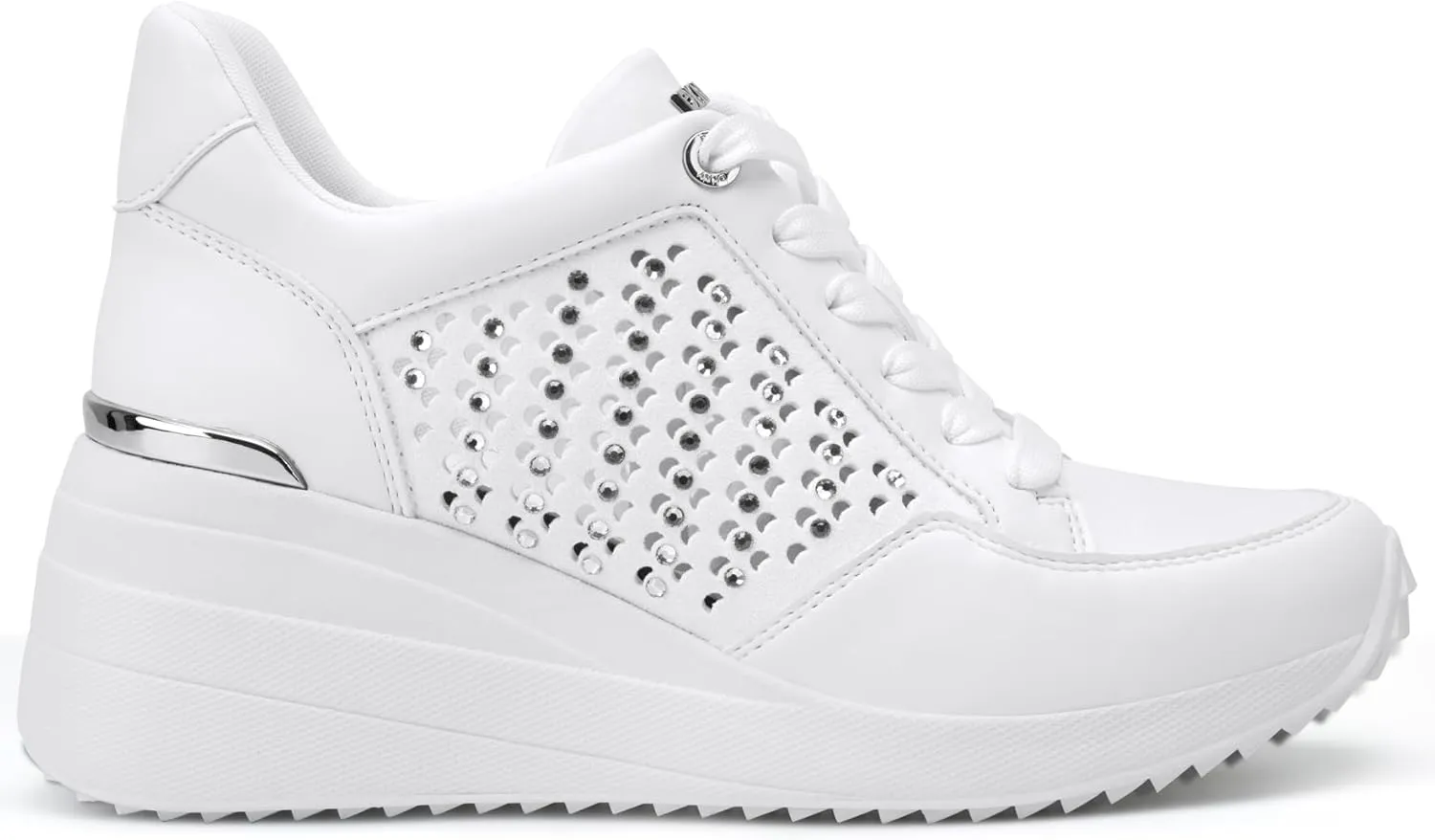 DKNY Women's Kalinda Studded Lace Up Wedge Sneaker