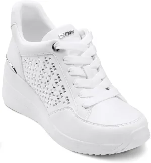 DKNY Women's Kalinda Studded Lace Up Wedge Sneaker