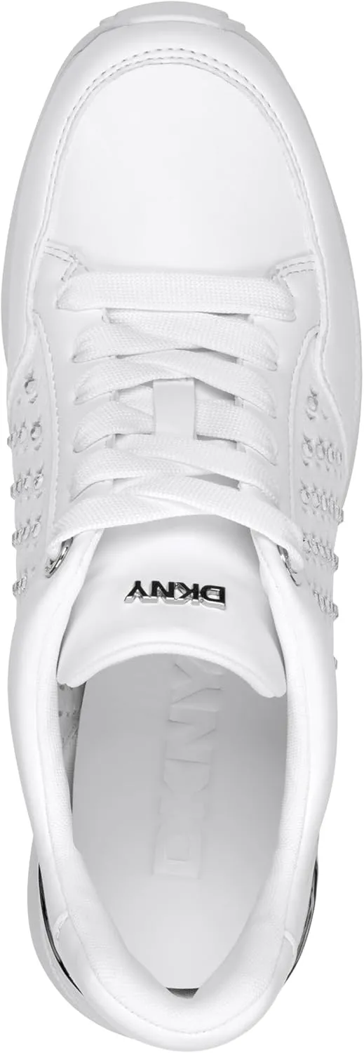 DKNY Women's Kalinda Studded Lace Up Wedge Sneaker