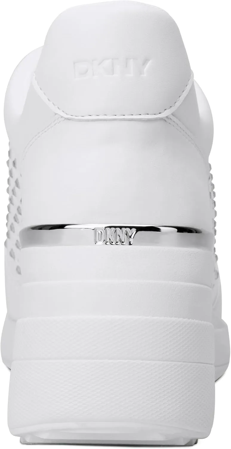 DKNY Women's Kalinda Studded Lace Up Wedge Sneaker