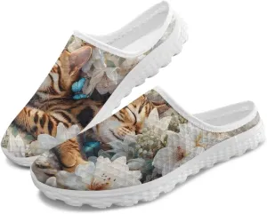 Dog Cat Print Mule Slippers for Women Memory Foam Clipper Fashion Sneakers Comfortable Slip-On Loafers Shoe