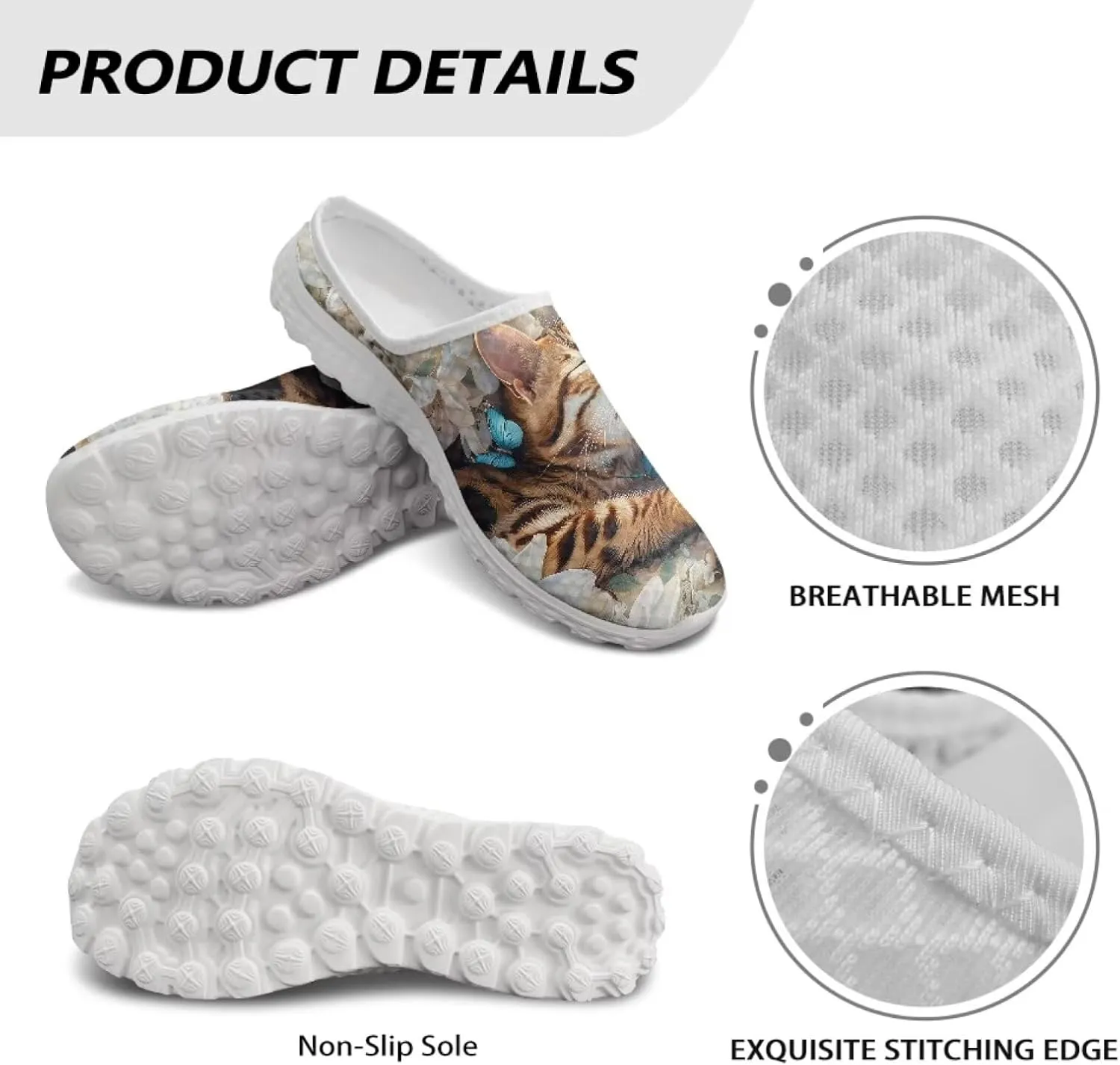 Dog Cat Print Mule Slippers for Women Memory Foam Clipper Fashion Sneakers Comfortable Slip-On Loafers Shoe