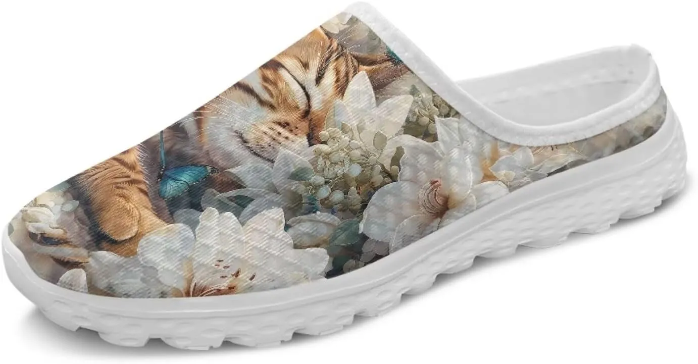 Dog Cat Print Mule Slippers for Women Memory Foam Clipper Fashion Sneakers Comfortable Slip-On Loafers Shoe