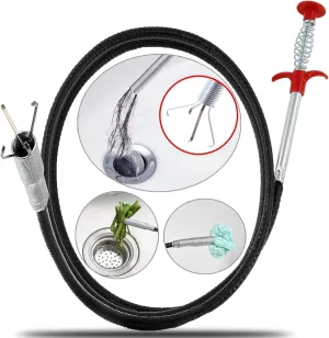 Drain Snake Hair Drain Clog Remover, 76 Inch Flexible Claw Grabber Tool with Hook, Sink Snake Drain Clog Remover for Tub Pipes