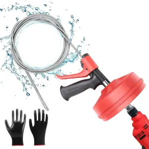 Drain Snake, Sewer Snake Plumbing Drain Auger, Manual or Drill Powered 25 Feet Heavy Duty Flexible Drum Auger Power Unclog Spin Drain Cleaner Tool