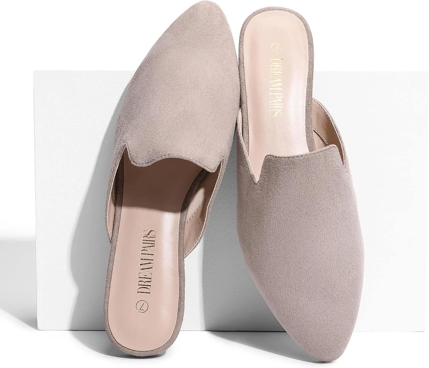 DREAM PAIRS Women's Flat Mules Pointed Toe Backless Loafer Shoes