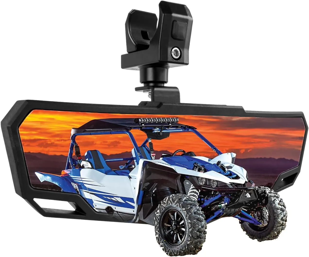 DREAMIZER UTV Rear View Mirror, 360°Adjustable Angle for 1.5" to 2.0 inch Round Roll Cage,Aluminum Clamp Convex Center Mirror Compatible with Polaris RZR General KRX Mule Can Am