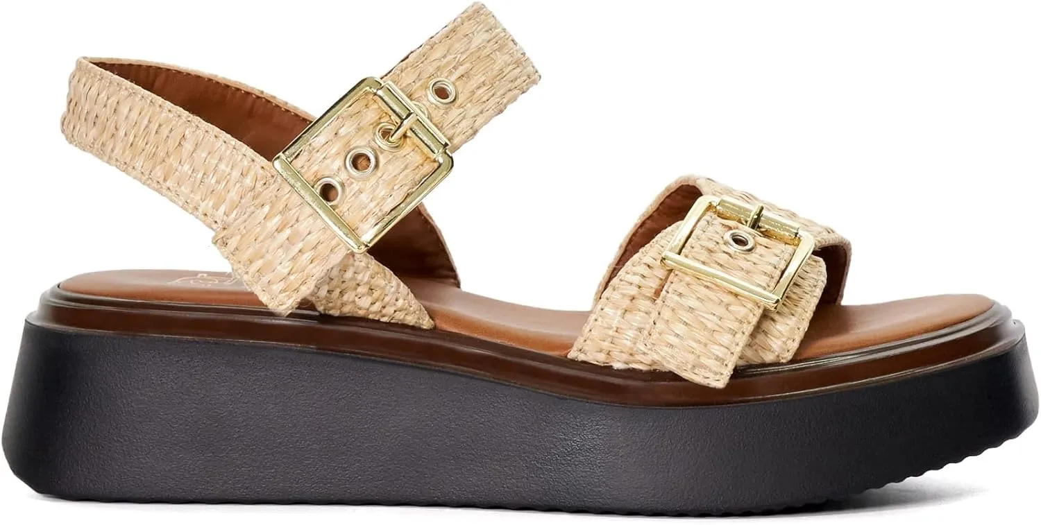 Dune London Women's Loells Platforms-Sandals, Natural, 11
