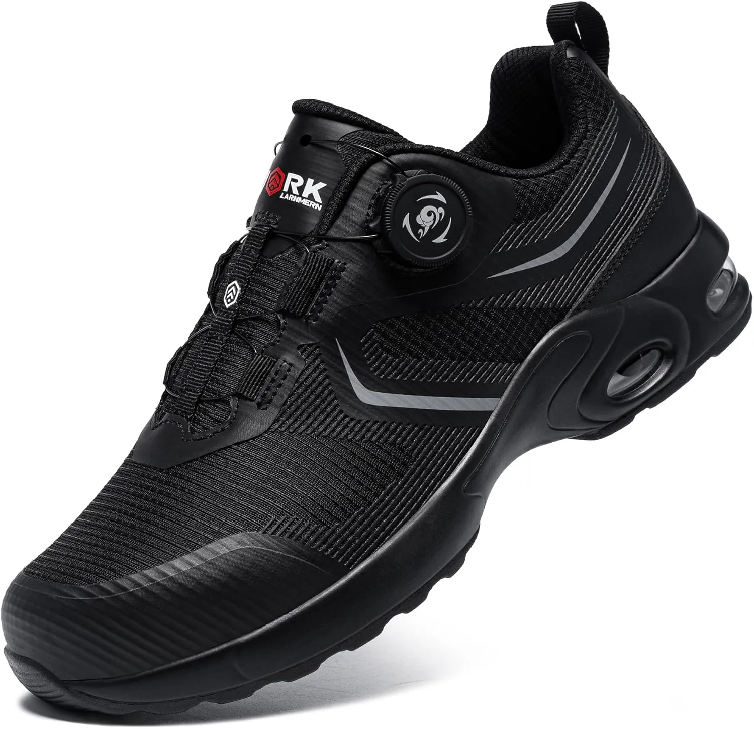 DYKHMILY Steel Toe Shoes for Men Air Cushion Safety Shoe Pull On Comfortable Work Breathable Lightweight Tennis Sneakers