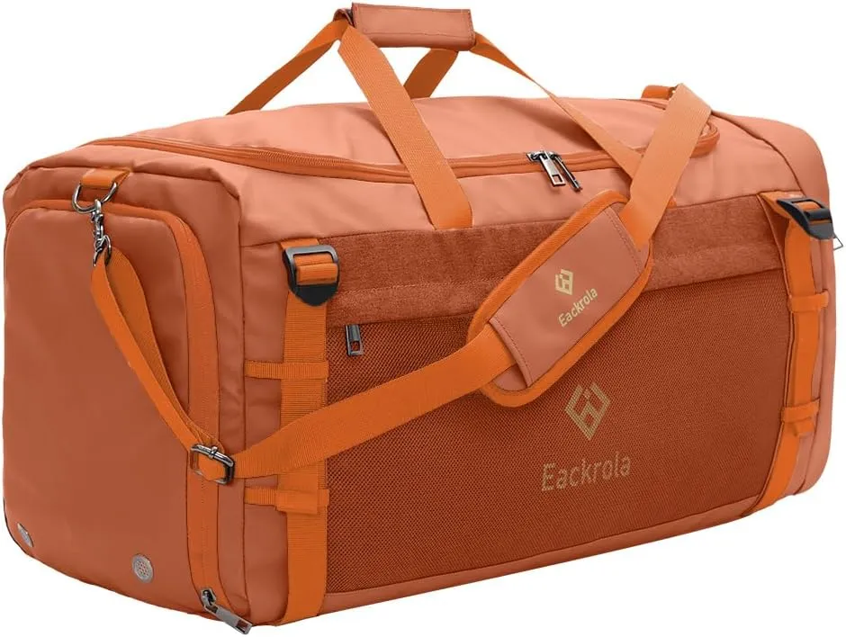 Eackrola Large Sports Gym Bag, Travel Duffel bag with Wet Pocket & Shoes Compartment for men women, 65L, Lightweight