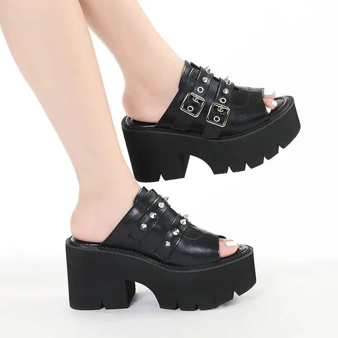 Earthbound Buckle Spiked Platform Mule
