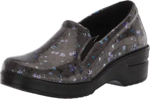 Easy Street womens Leeza Clog, Grey/Blue Floral Patent, 6.5 Wide US