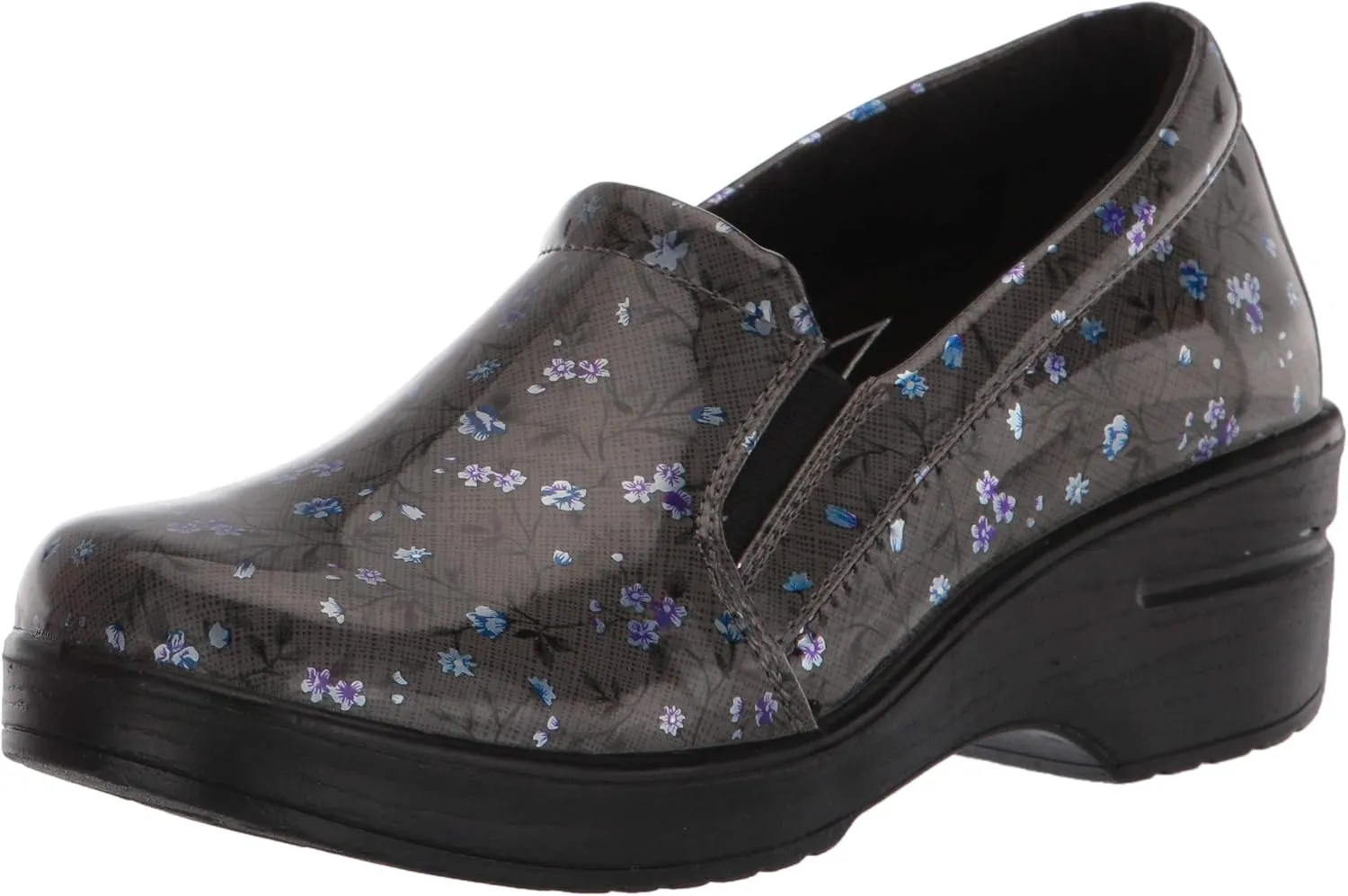 Easy Street womens Leeza Clog, Grey/Blue Floral Patent, 6.5 Wide US
