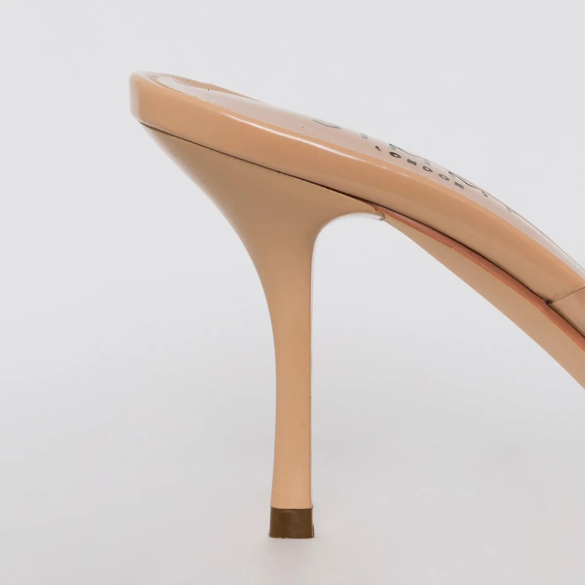 Elise Nude Patent Clear Mid Heel Mules