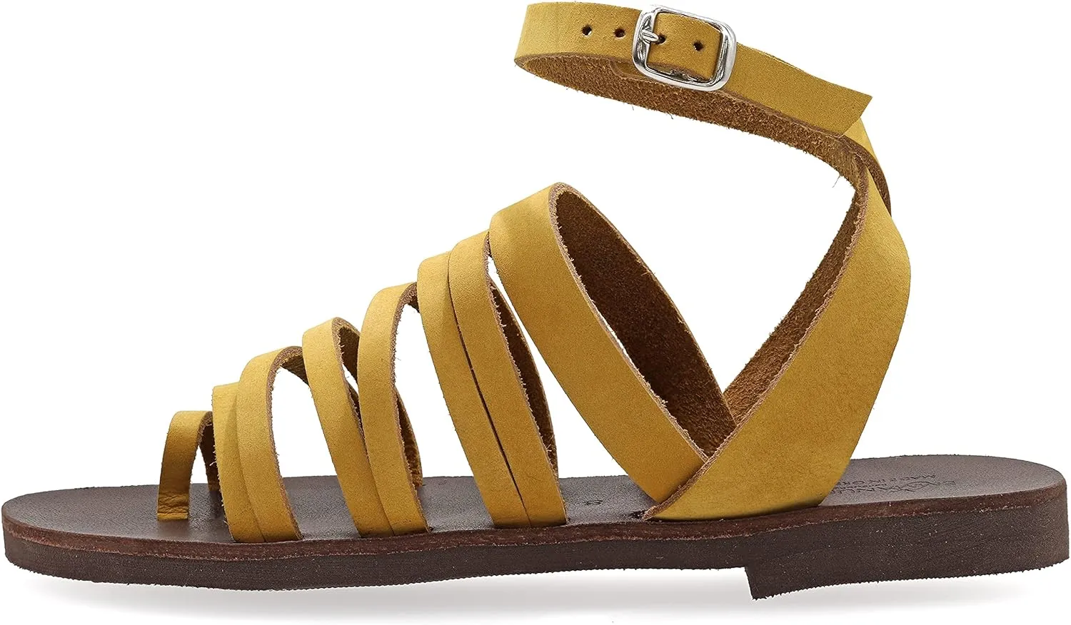 Emmanuela Ancient Greek Sandals, Quality Handmade Leather Toe Ring Flat Sandals, Adjustable Buckle Strappy Sandals, Ankle Strap Summer Shoes, Boho Chic Cuff Sandals