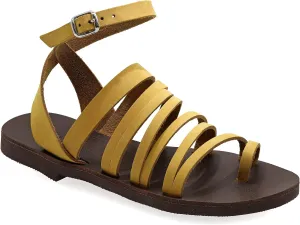 Emmanuela Ancient Greek Sandals, Quality Handmade Leather Toe Ring Flat Sandals, Adjustable Buckle Strappy Sandals, Ankle Strap Summer Shoes, Boho Chic Cuff Sandals