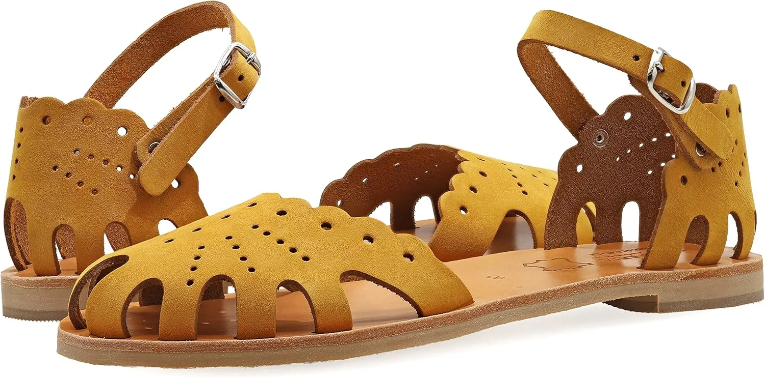 Emmanuela Ancient Greek Style Sandals, Handmade Leather Closed Toe Flat Sandals, Quality Adjustable Sandals, Ankle Strap Summer Shoes for Women, Boho Chic Caged Sandals