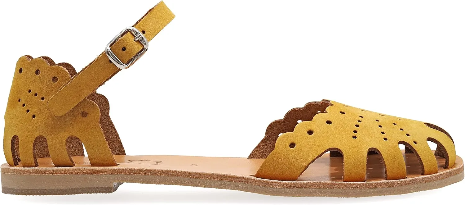 Emmanuela Ancient Greek Style Sandals, Handmade Leather Closed Toe Flat Sandals, Quality Adjustable Sandals, Ankle Strap Summer Shoes for Women, Boho Chic Caged Sandals