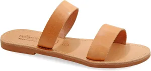 Emmanuela Greek Handmade Leather Flat Sandals, Quality Slide on Summer Shoes for Women, Strappy Sliders, Boho Chic Mules Rose Gold Snake Animal Print Leopard Croco