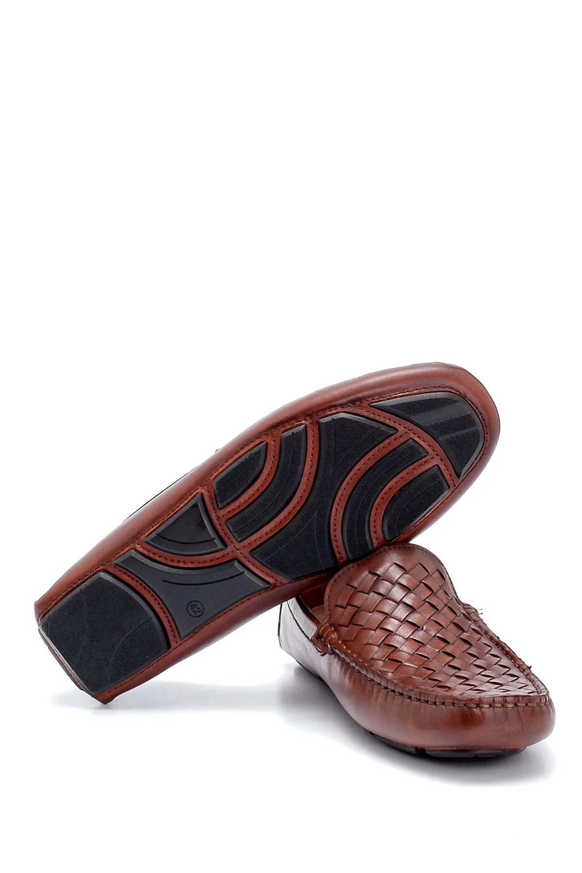 Erkek Deri Örgü Detaylı Loafer