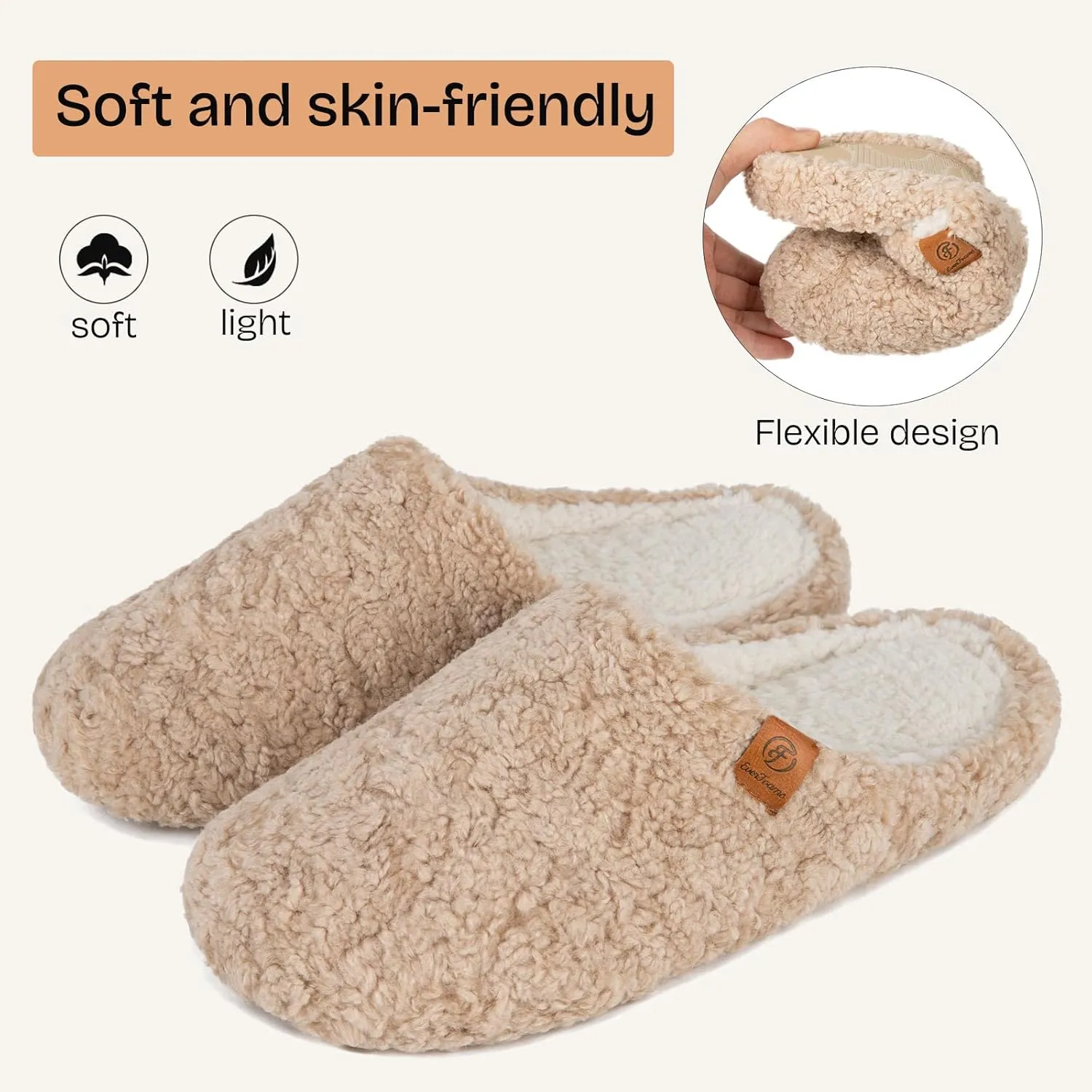 EverFoams Women's Fuzzy Slip-on Slippers Soft Comfy Memory Foam Indoor House Shoes