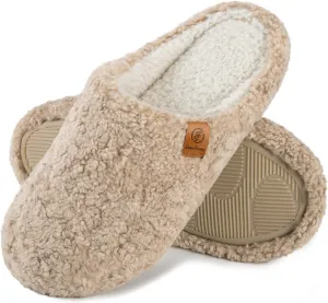 EverFoams Women's Fuzzy Slip-on Slippers Soft Comfy Memory Foam Indoor House Shoes