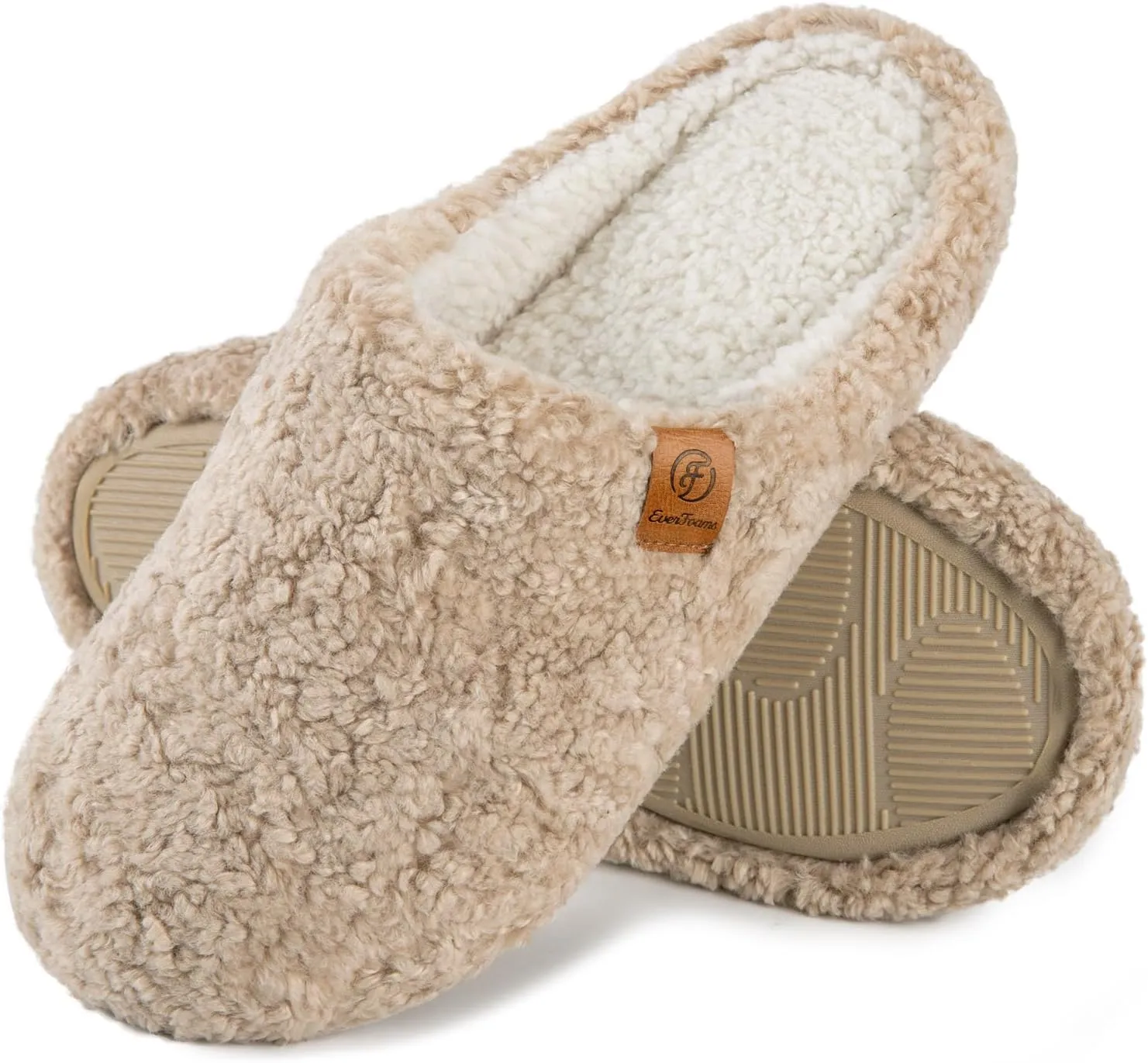 EverFoams Women's Fuzzy Slip-on Slippers Soft Comfy Memory Foam Indoor House Shoes