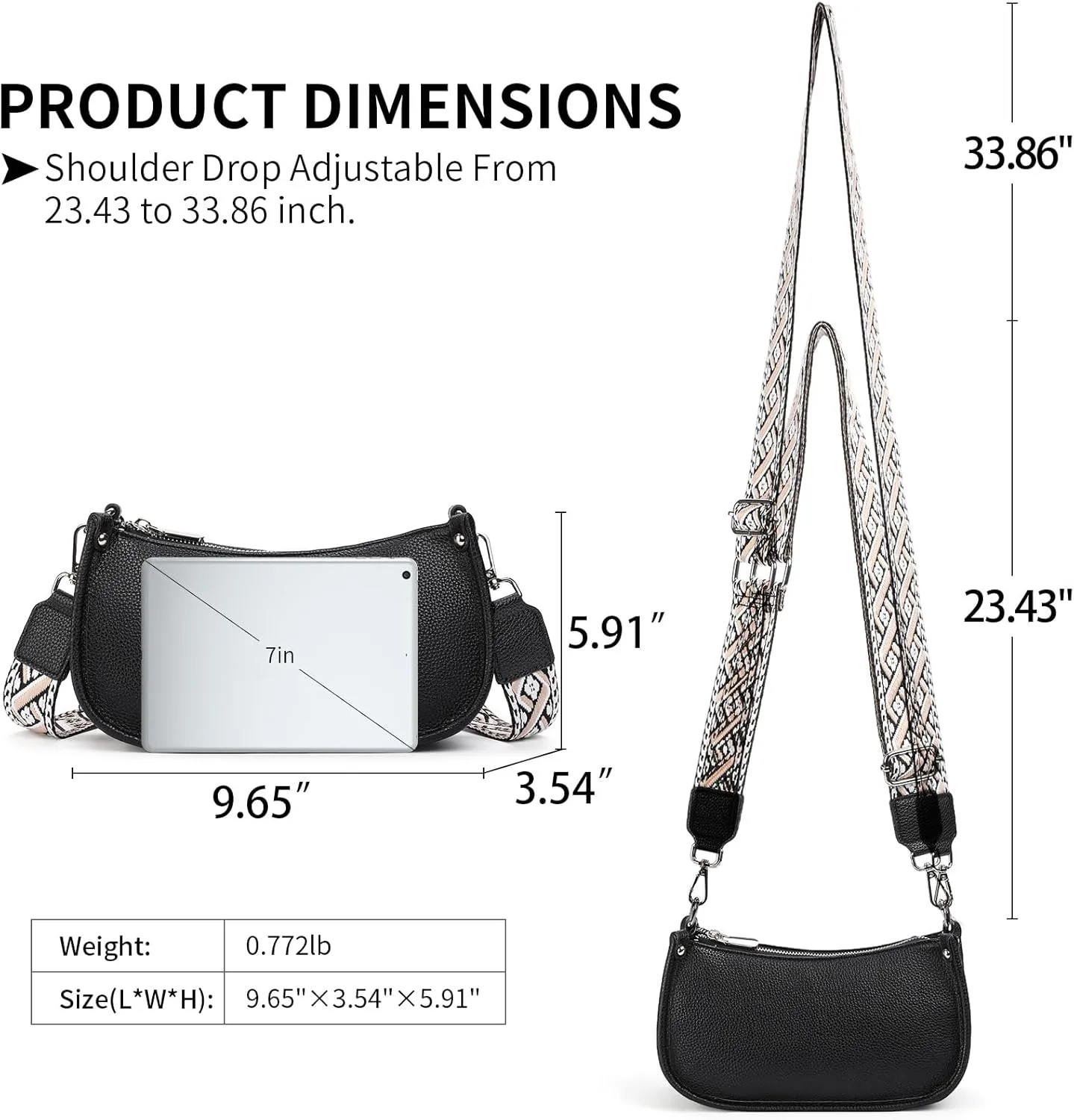 FALAN MULE Crossbody Bags for Women PU Leather Shoulder Handbags Purses for Women with Adjustable Wide Strap