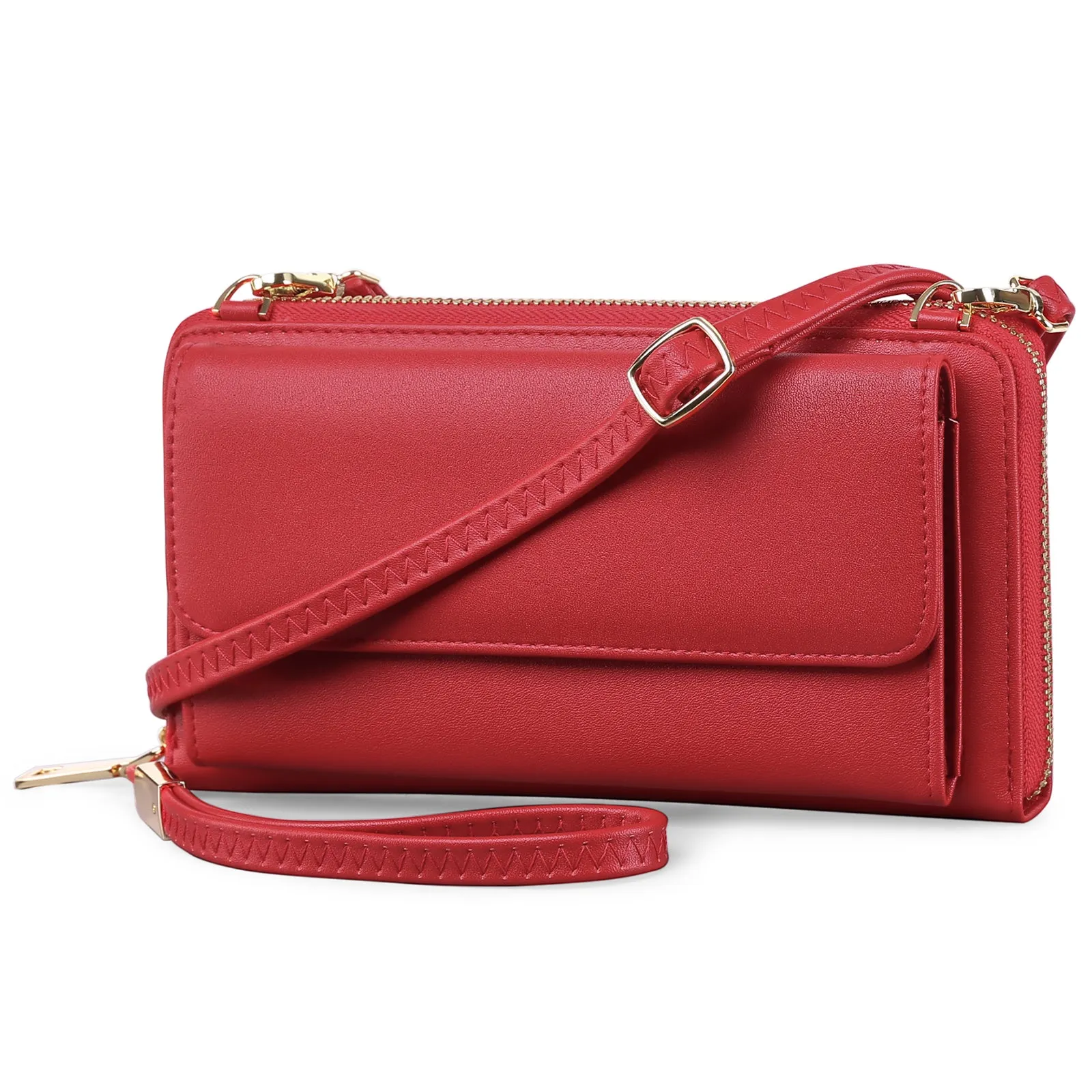 FALAN MULE Rfid Wallet Purse Wristlet Crossbody Bag for Women PU Leather Ladies Clutch with 2 Straps