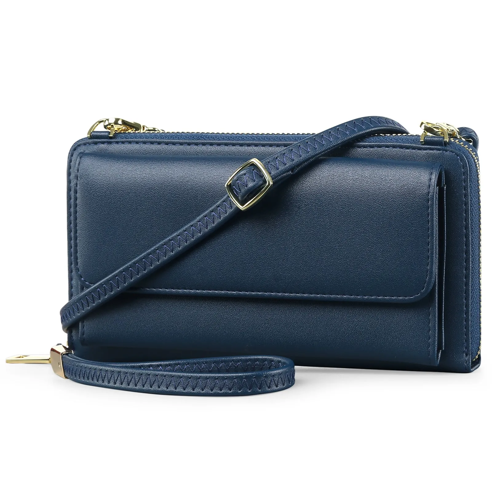 FALAN MULE Rfid Wallet Purse Wristlet Crossbody Bag for Women PU Leather Ladies Clutch with 2 Straps