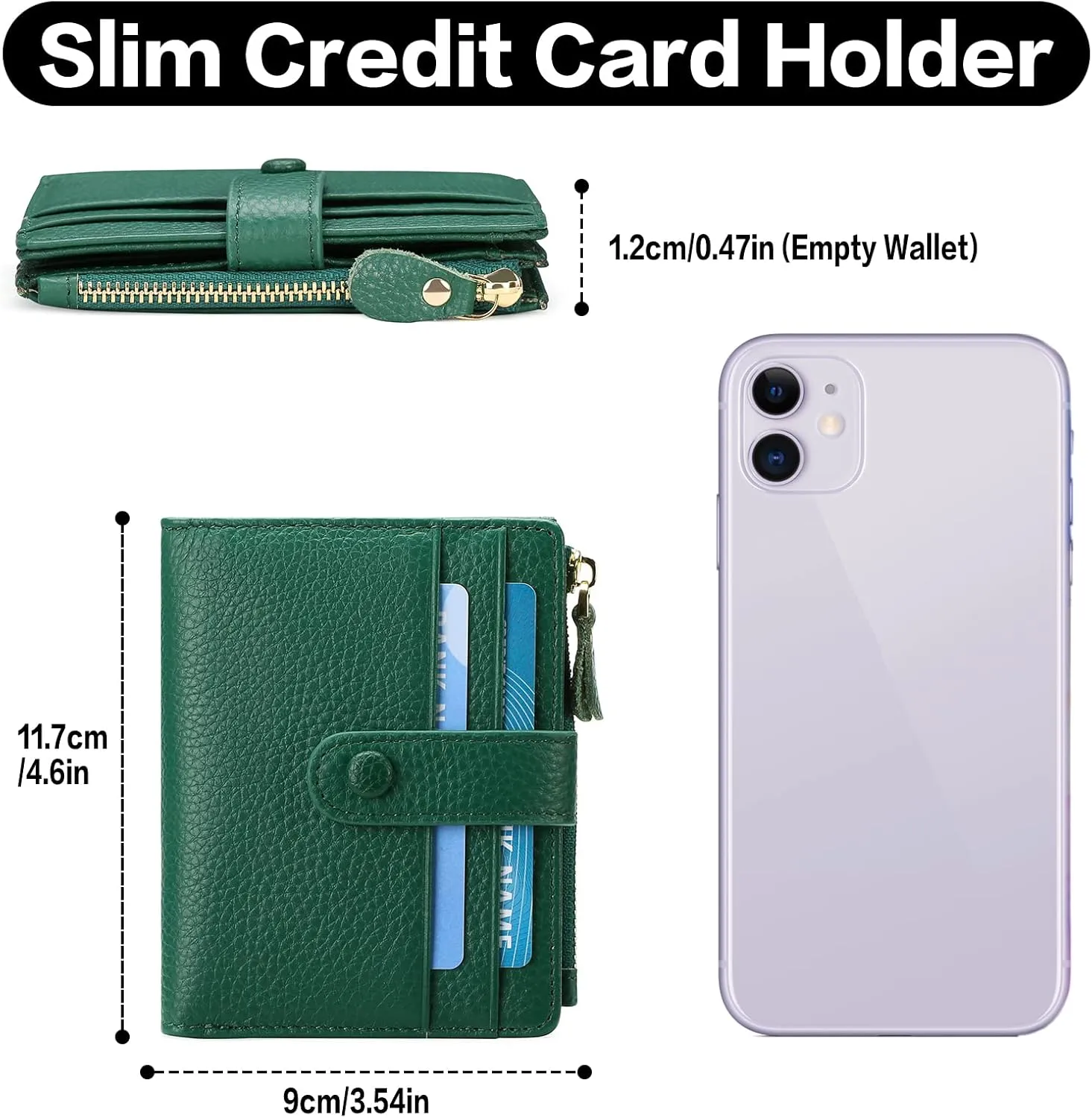 FALAN MULE Small Wallets for Women RFID Blocking Slim Bifold Leather Womens Wallet with Zipper Coin Purse