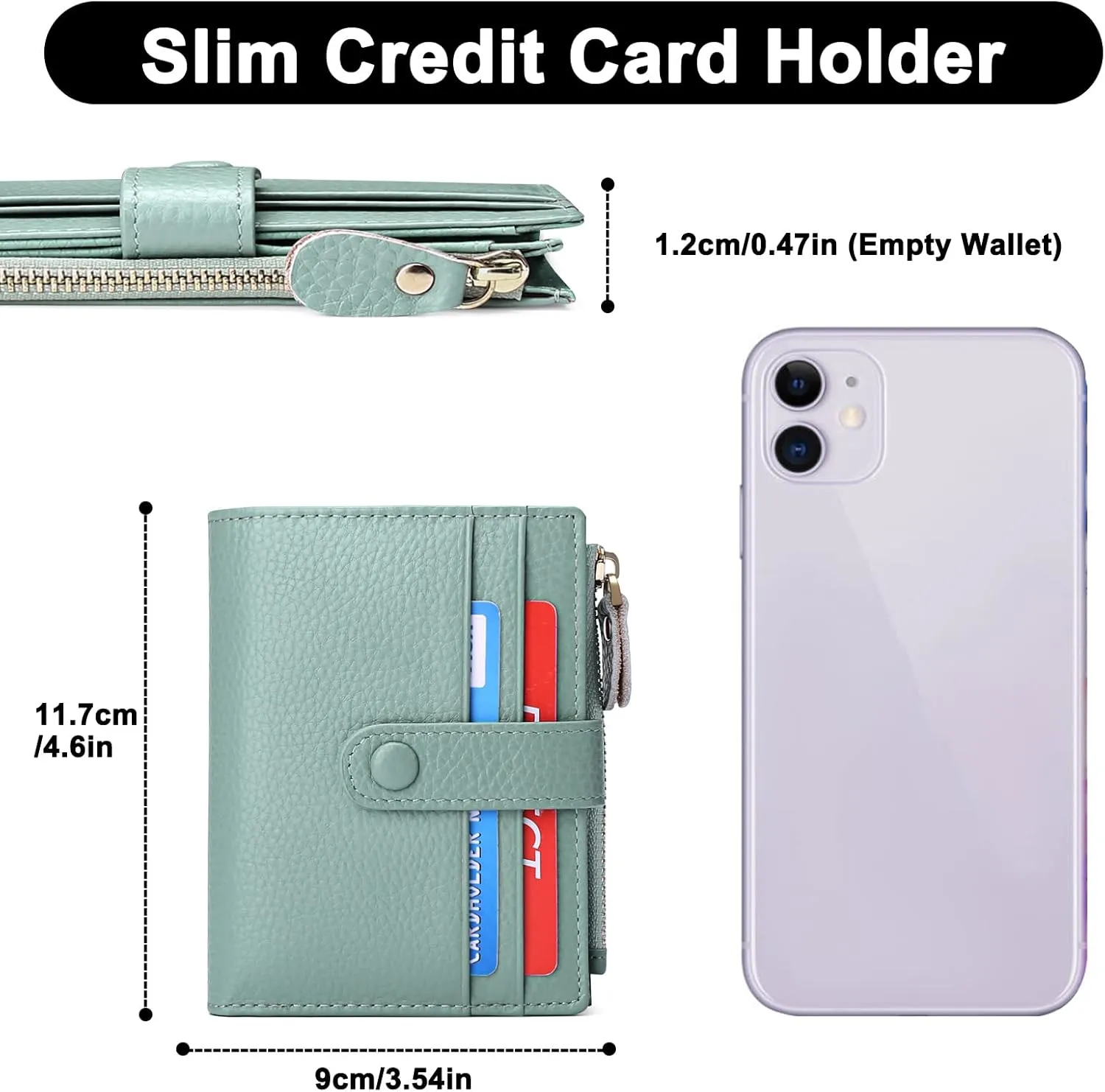 FALAN MULE Small Wallets for Women RFID Blocking Slim Bifold Leather Womens Wallet with Zipper Coin Purse
