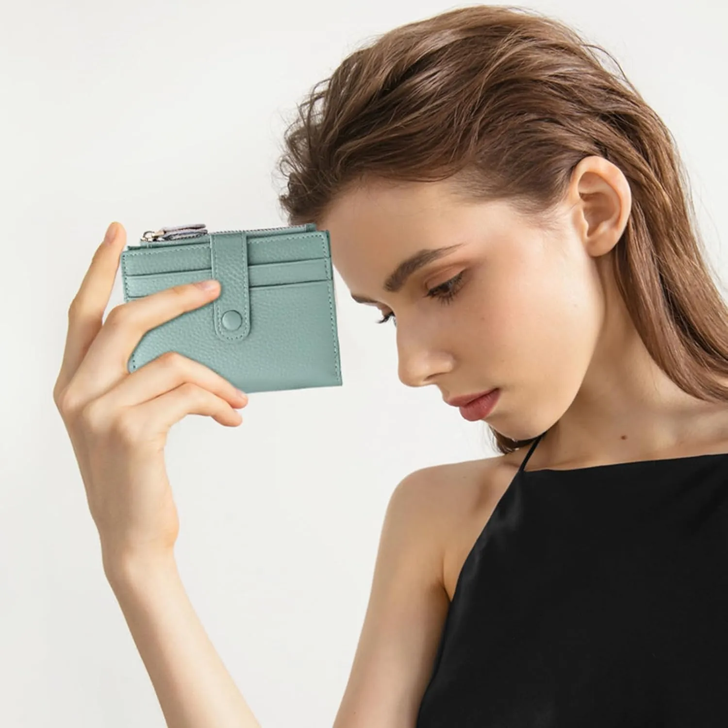 FALAN MULE Small Wallets for Women RFID Blocking Slim Bifold Leather Womens Wallet with Zipper Coin Purse