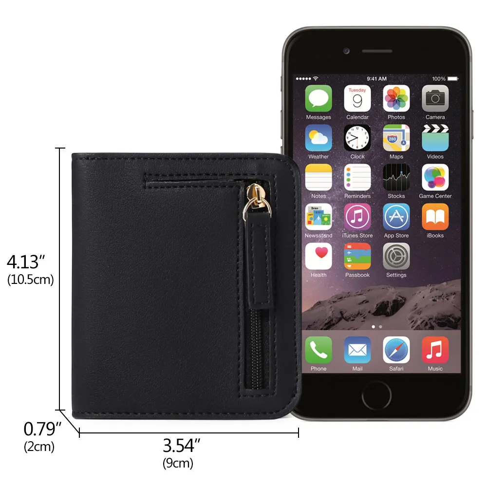 FALAN MULE Women Small Wallet Ladies Leather Bifold card holder RFID Blocking Coin Purse