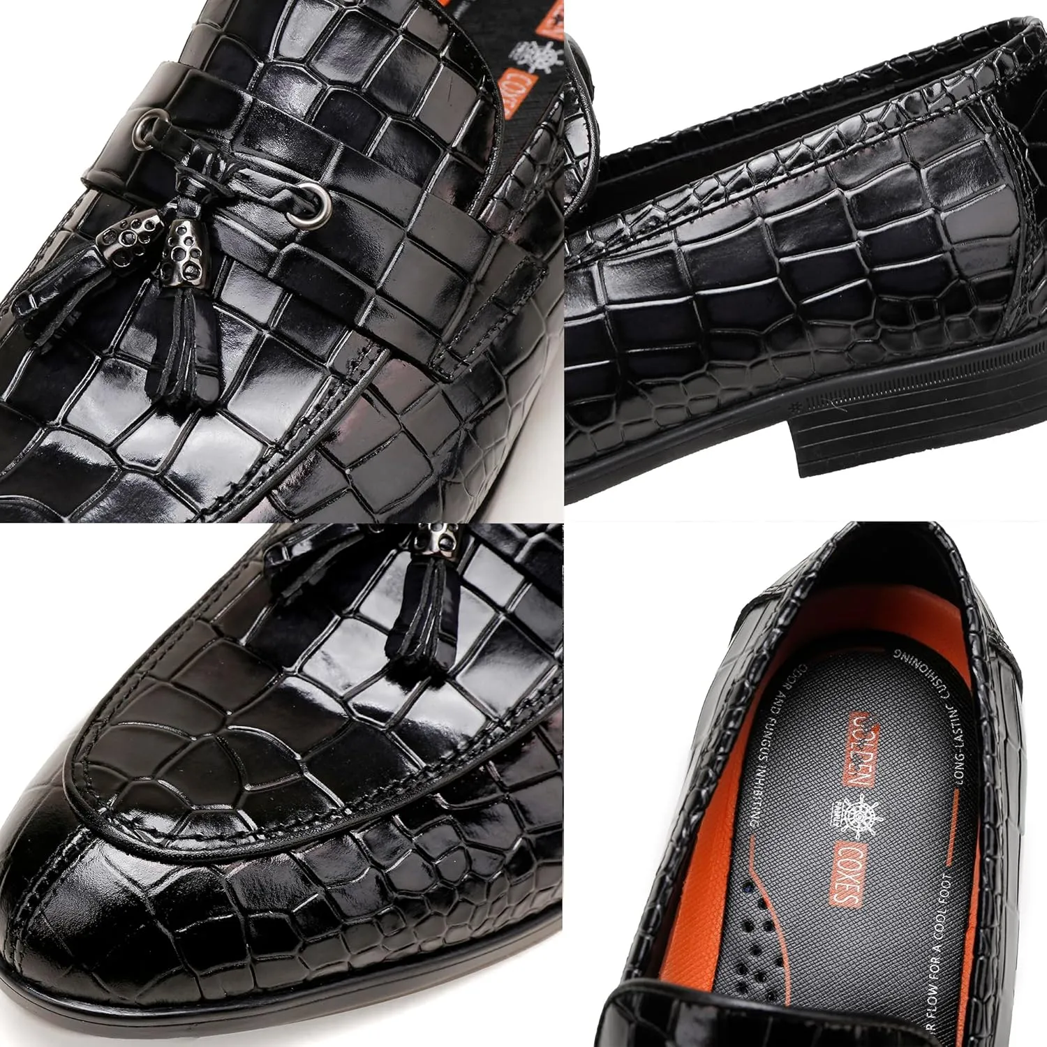Fashion Leather Dress Shoes for Mens, Premium Formal Alligator Printed Classic Dress Loafer Shoe Business Slip On Penny Shoes for Men