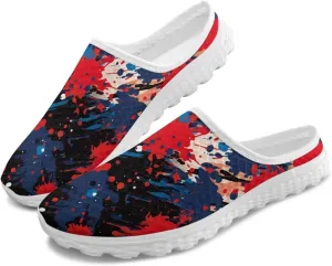 Fashion Print Backless Mule Shoes Mens Light Mesh Clogs, Comfort Support, Breathable, Anti-Slip, Ideal for Casual Wear