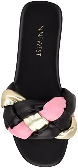 Faux Warm Lula West Rounded 3 Nine Open Highly-rated Blush Leather Augmented reality Braided Sandals Slide Toe