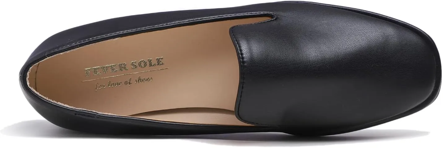 FEVERSOLE Women's Fashion Dress Comfort Low Heel Office Penny Loafer Flats