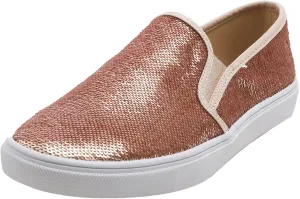 FEVERSOLE Women's Fashion Sparkle Sequin Embellished Sneaker Party Holiday Casual Shoes