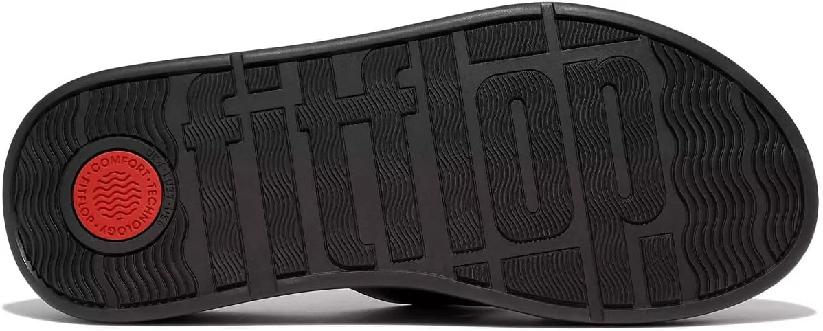 FitFlop Women's F-Mode Raw-Edge Leather Flatform H-bar Slides Wedge Sandal