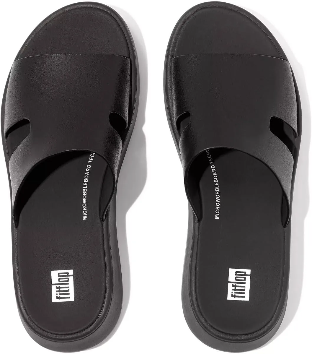 FitFlop Women's F-Mode Raw-Edge Leather Flatform H-bar Slides Wedge Sandal