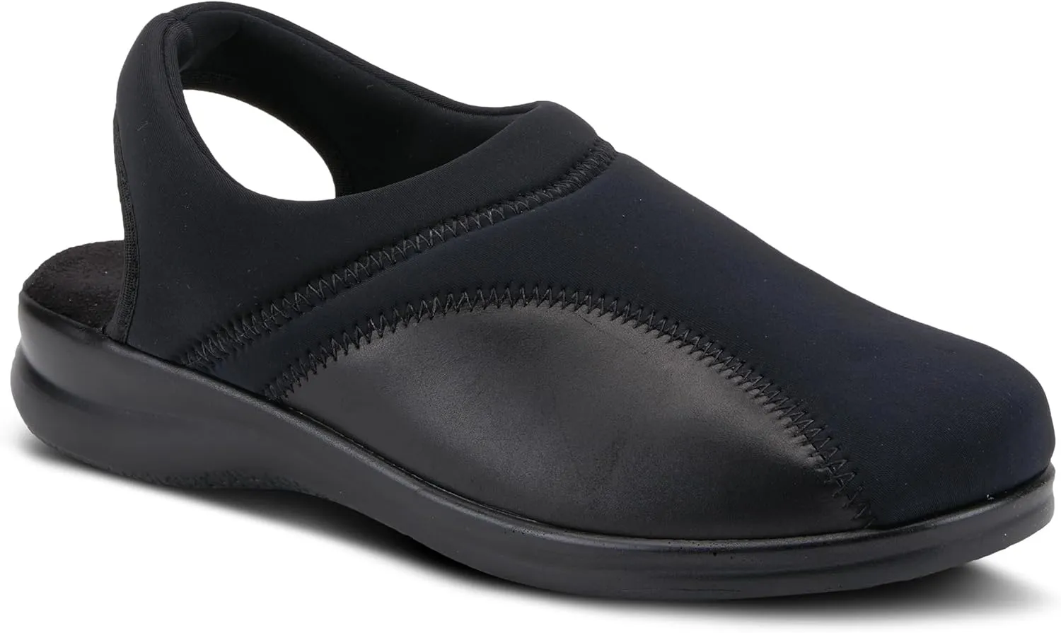 Flexus Spring Step Flexia Leather Clogs for Women - European Slingback Round Toe Slip-On Shoes - Ladies Casual Platform Clog for Work - Black EU 36 / US 5.5-6