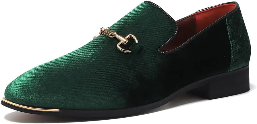 FLQL Men's Luxury Penny Loafer Slip-On Velvet Shoes Party Dancing Shoes Suede Wedding Shoes Plus Size 7-13