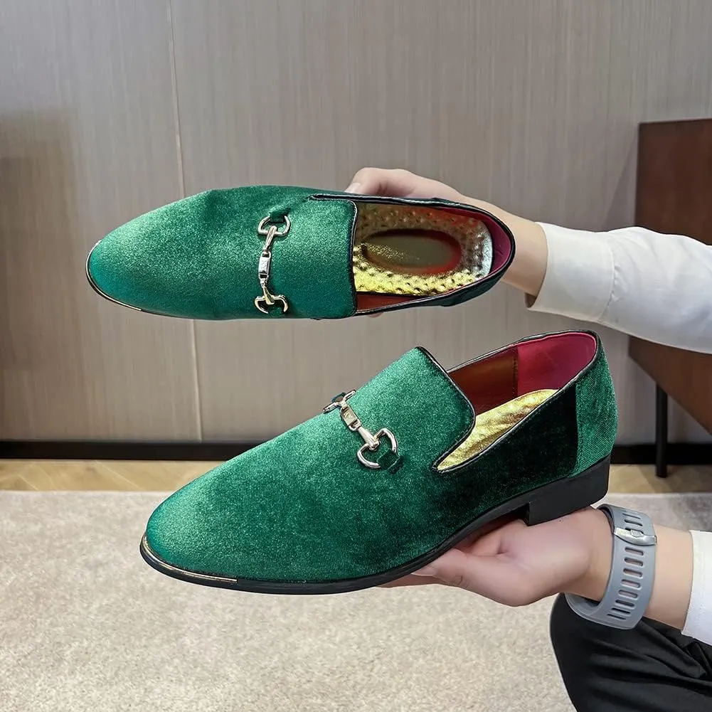 FLQL Men's Luxury Penny Loafer Slip-On Velvet Shoes Party Dancing Shoes Suede Wedding Shoes Plus Size 7-13